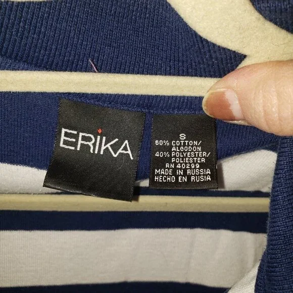 Erika Women's Blue and White Striped Polo Shirt - Size Small - Picture 4 of 4